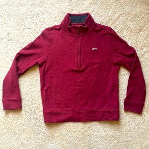 Vineyard Vines Red Long Sleeve Quarter Zip Pullover Sweater - Size 7 - EUC